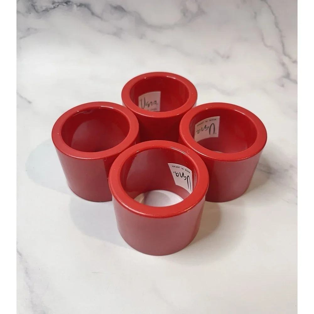 Vintage MCM Ugna Made In Japan Cherry Red Napkin Rings